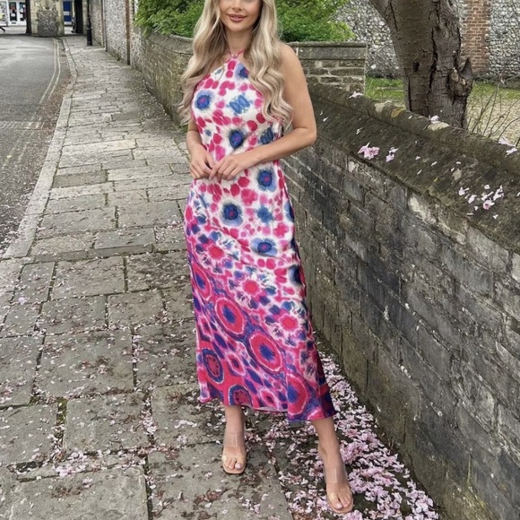 like new S ZARA Midi Halter Dress Tie Dye - Picture 15 of 16